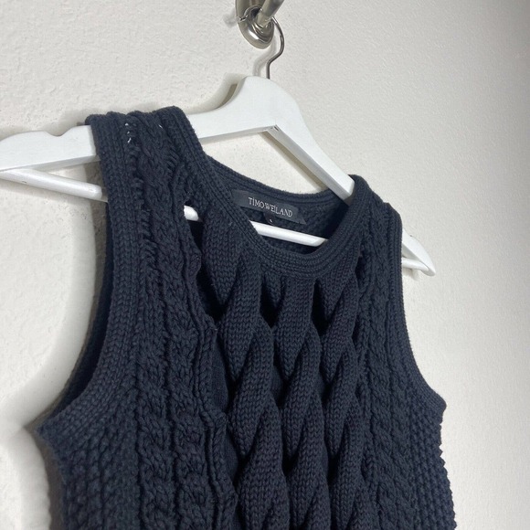 Timo Weiland Cable Knit Black Sweater Vest Sz S - Picture 3 of 8